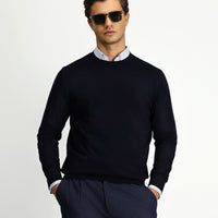 Koyu Lacivert Bisiklet Yaka Regular Fit Triko Kazak