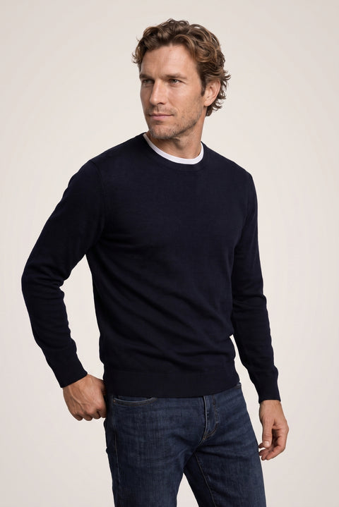Dark Navy Crew Neck Regular Fit Knitted Sweater
