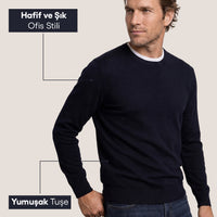 Koyu Lacivert Bisiklet Yaka Regular Fit Triko Kazak