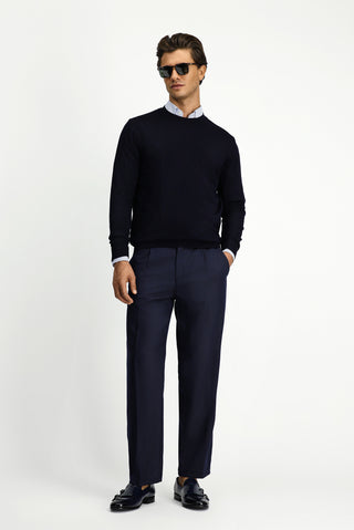  Koyu Lacivert Bisiklet Yaka Regular Fit Triko Kazak