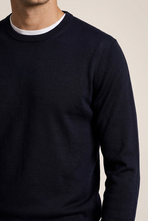Dark Navy Crew Neck Regular Fit Knitted Sweater