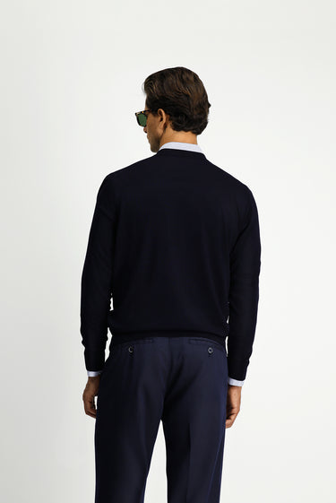 Koyu Lacivert Bisiklet Yaka Regular Fit Triko Kazak