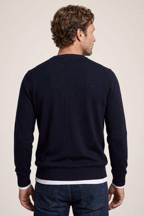 Dark Navy Crew Neck Regular Fit Knitted Sweater