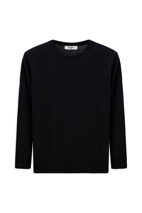 Koyu Lacivert Bisiklet Yaka Regular Fit Triko Kazak