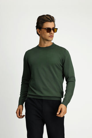  Orta Haki Bisiklet Yaka Regular Fit Triko Kazak