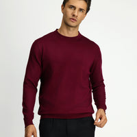 Koyu Bordo Bisiklet Yaka Regular Fit Triko Kazak