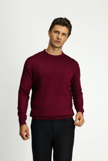  Koyu Bordo Bisiklet Yaka Regular Fit Triko Kazak