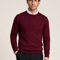 Dark Burgundy Crew Neck Regular Fit Knitted Sweater