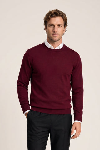  Koyu Bordo Bisiklet Yaka Regular Fit Triko Kazak