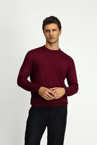  Koyu Bordo Bisiklet Yaka Regular Fit Triko Kazak