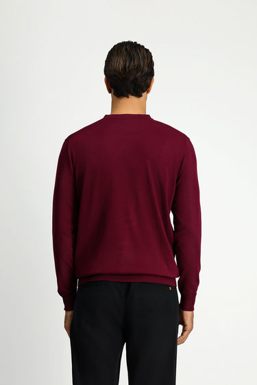 Koyu Bordo Bisiklet Yaka Regular Fit Triko Kazak