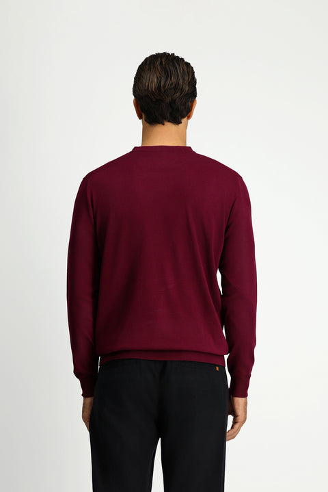 Koyu Bordo Bisiklet Yaka Regular Fit Triko Kazak