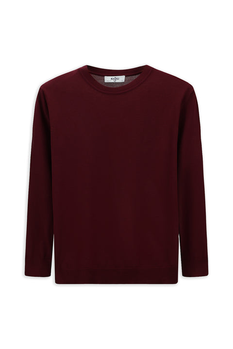 Dark Burgundy Crew Neck Regular Fit Knitted Sweater