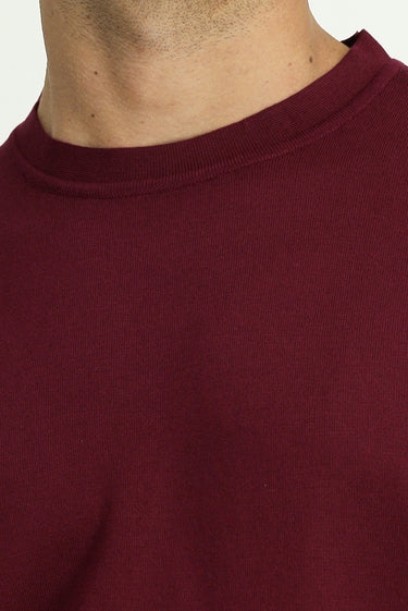 Koyu Bordo Bisiklet Yaka Regular Fit Triko Kazak