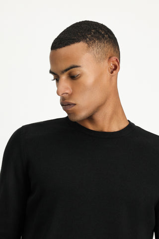  Siyah Bisiklet Yaka Regular Fit Pamuklu Triko Kazak