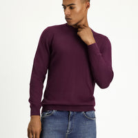 Koyu Bordo Bisiklet Yaka Regular Fit Pamuklu Triko Kazak