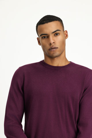  Koyu Bordo Bisiklet Yaka Regular Fit Pamuklu Triko Kazak