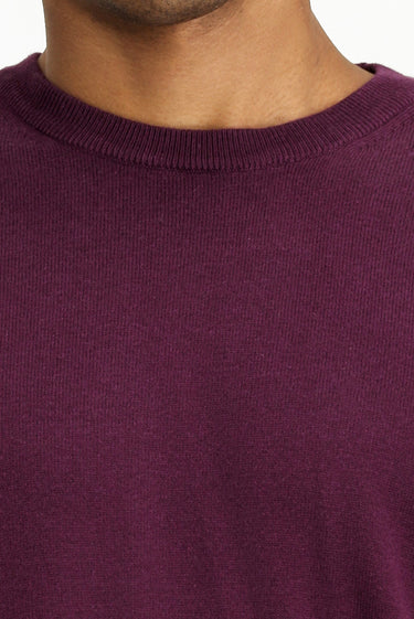 Koyu Bordo Bisiklet Yaka Regular Fit Pamuklu Triko Kazak