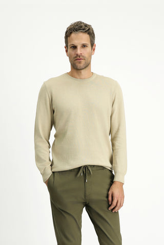  Orta Bej Bisiklet Yaka Regular Fit Pamuklu Kaşmirli Triko Kazak