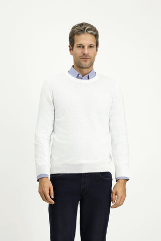  Kırık Beyaz Bisiklet Yaka Regular Fit Pamuklu Kaşmirli Triko Kazak