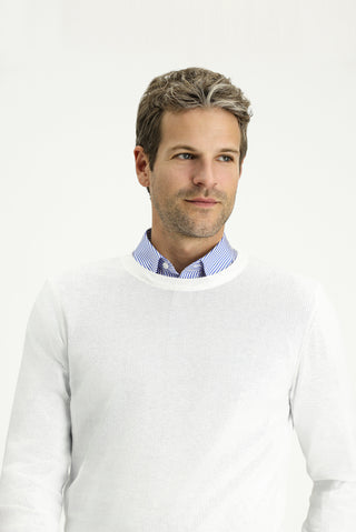  Kırık Beyaz Bisiklet Yaka Regular Fit Pamuklu Kaşmirli Triko Kazak