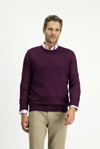  Koyu Bordo Bisiklet Yaka Regular Fit Pamuklu Kaşmirli Triko Kazak