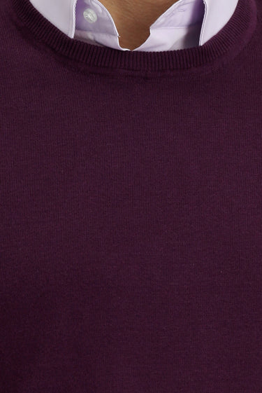Koyu Bordo Bisiklet Yaka Regular Fit Pamuklu Kaşmirli Triko Kazak