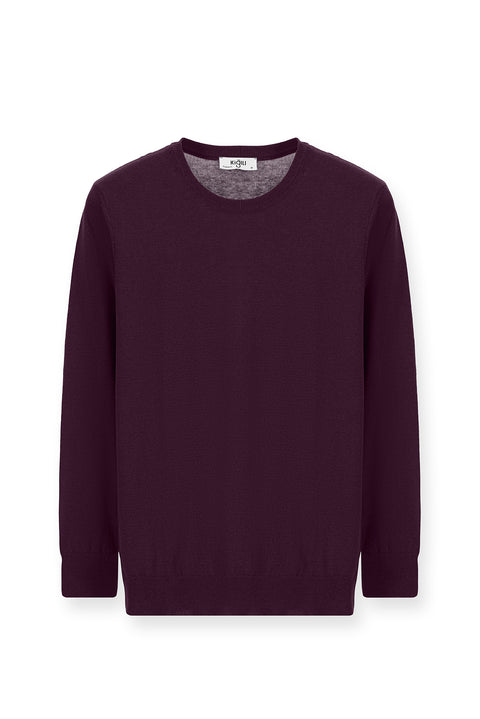 Koyu Bordo Bisiklet Yaka Regular Fit Pamuklu Kaşmirli Triko Kazak