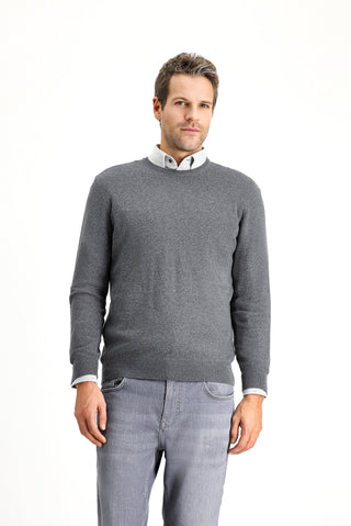  Orta Anrasit Melanj Bisiklet Yaka Regular Fit Pamuklu Kaşmirli Triko Kazak