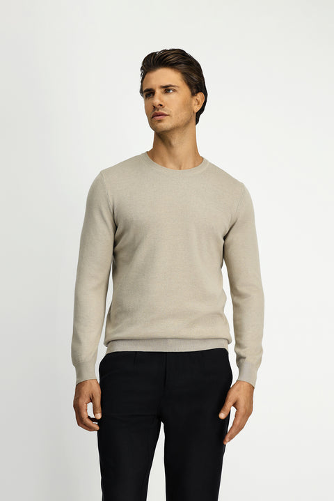 Orta Vizon Bisiklet Yaka Regular Fit Pamuklu Kaşmirli Triko Kazak