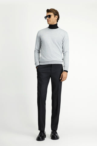  Açık Gri Melanj Bisiklet Yaka Regular Fit Yünlü Triko Kazak