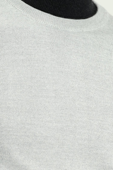 Açık Gri Melanj Bisiklet Yaka Regular Fit Yünlü Triko Kazak