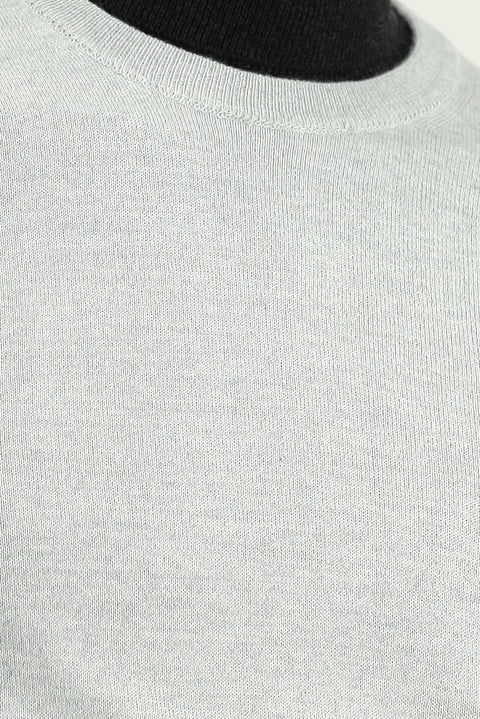 Açık Gri Melanj Bisiklet Yaka Regular Fit Yünlü Örme Triko Kazak