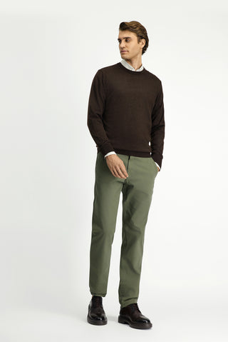  Koyu Kahve Melanj Bisiklet Yaka Regular Fit Yünlü Triko Kazak