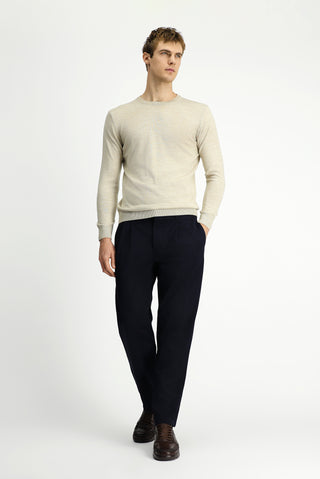  Açık Bej Bisiklet Yaka Regular Fit Yünlü Triko Kazak