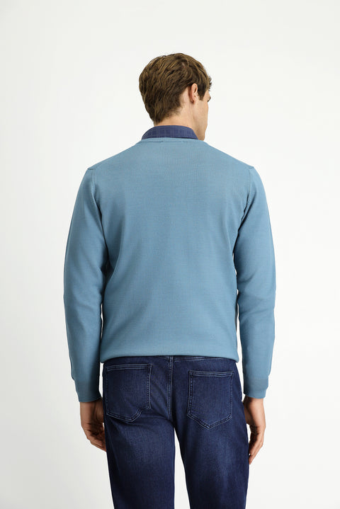 Küf Yeşili Bisiklet Yaka Regular Fit Yünlü Örme Triko Kazak