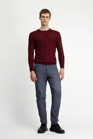  Koyu Bordo Bisiklet Yaka Regular Fit Yünlü Triko Kazak