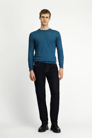  Koyu Yeşil Bisiklet Yaka Regular Fit Yünlü Triko Kazak