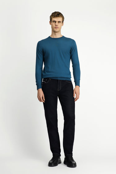  Koyu Yeşil Bisiklet Yaka Regular Fit Yünlü Triko Kazak