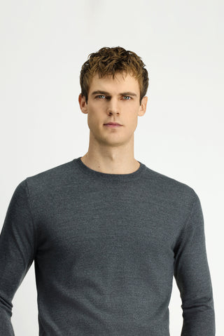  Orta Anrasit Melanj Bisiklet Yaka Regular Fit Yünlü Triko Kazak