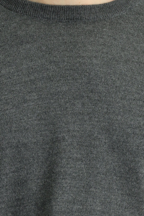 Orta Anrasit Melanj Bisiklet Yaka Regular Fit Yünlü Örme Triko Kazak