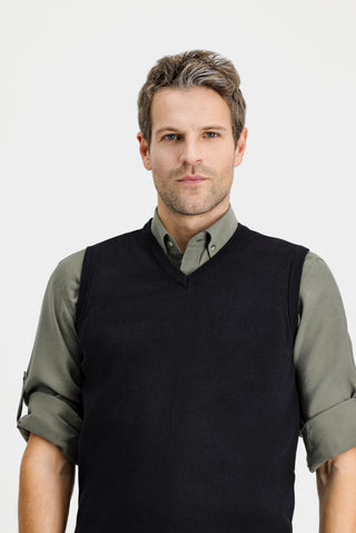  Siyah V Yaka Pamuklu Triko Süveter