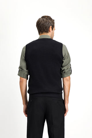  Siyah V Yaka Pamuklu Triko Süveter