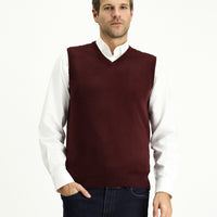 Koyu Bordo V Yaka Pamuklu Triko Süveter
