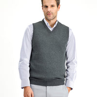 Koyu Antrasit Melanj V Yaka Pamuklu Triko Süveter