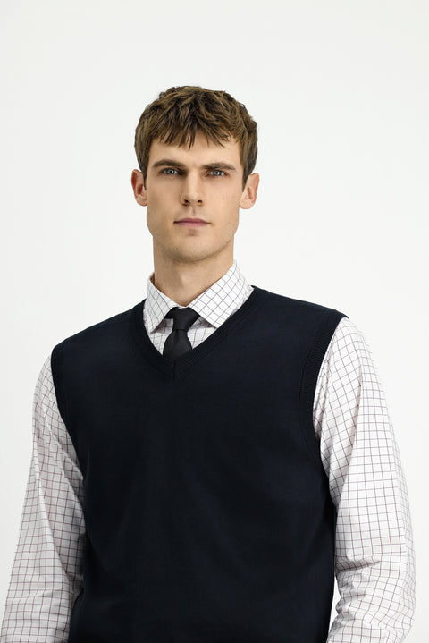 Siyah V Yaka Pamuklu Kaşmir Triko Süveter