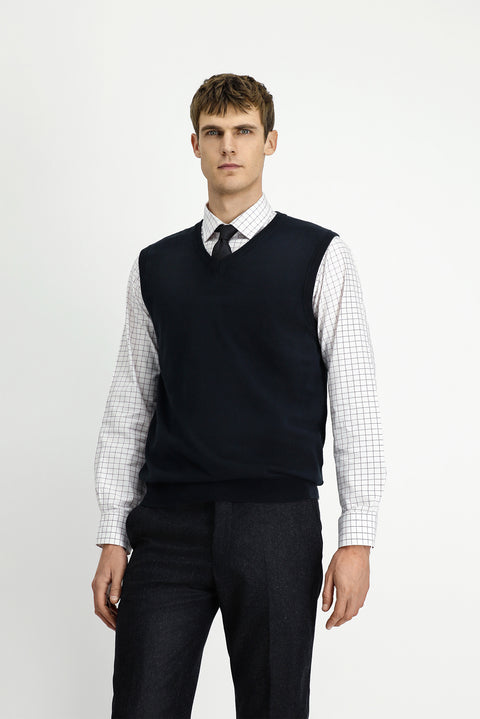 Siyah V Yaka Pamuklu Kaşmir Triko Süveter