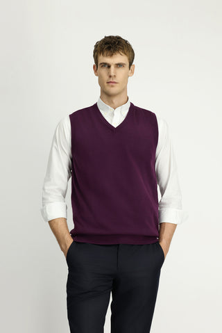  Koyu Bordo V Yaka Pamuklu Kaşmir Triko Süveter