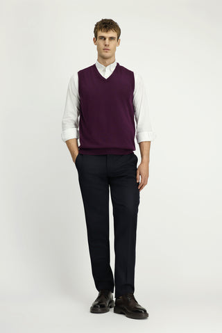  Koyu Bordo V Yaka Pamuklu Kaşmir Triko Süveter