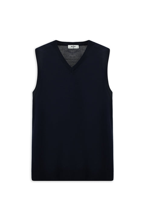 Koyu Lacivert V Yaka Yünlü Triko Süveter